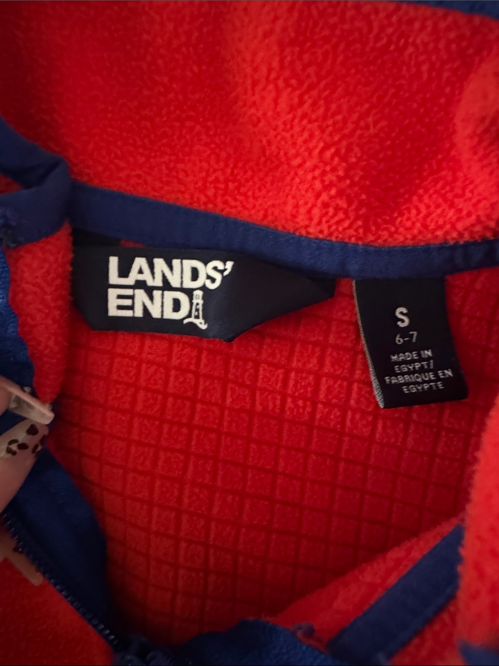 Lands' End Red Full-Zip Fleece with Blue Accents - Picture 2 of 6